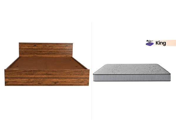 Rio Engineered Wood King Bed With Mattress King Latex Foam (78 x 72 x 6 inches)